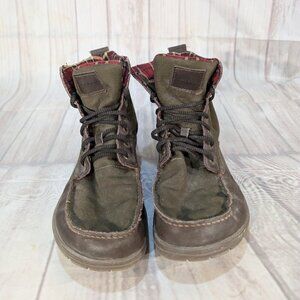 Lems Boulder Men's 12 Green Canvas Casual Retro Hiking Ankle Boot